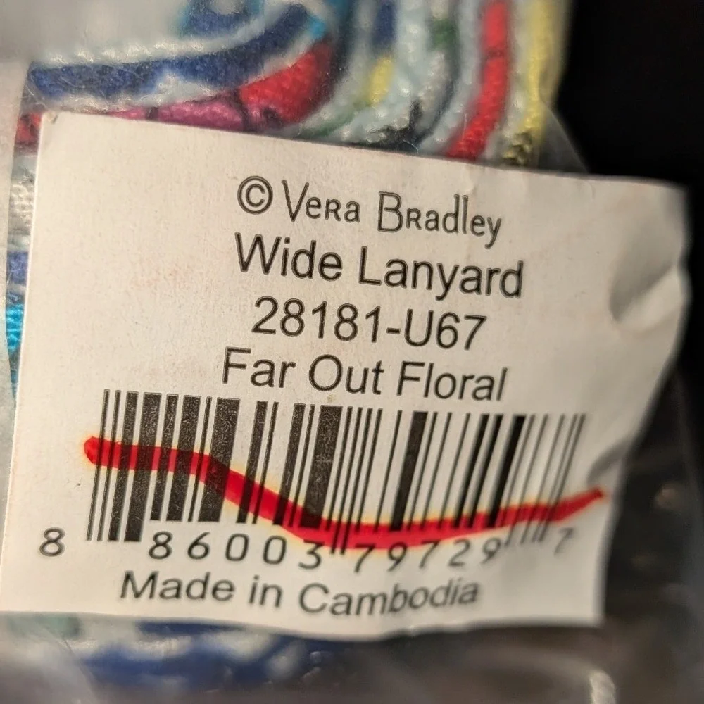 Vera Bradley Far Out Floral Wide Lanyard ID Key Holder 28181-U67 New